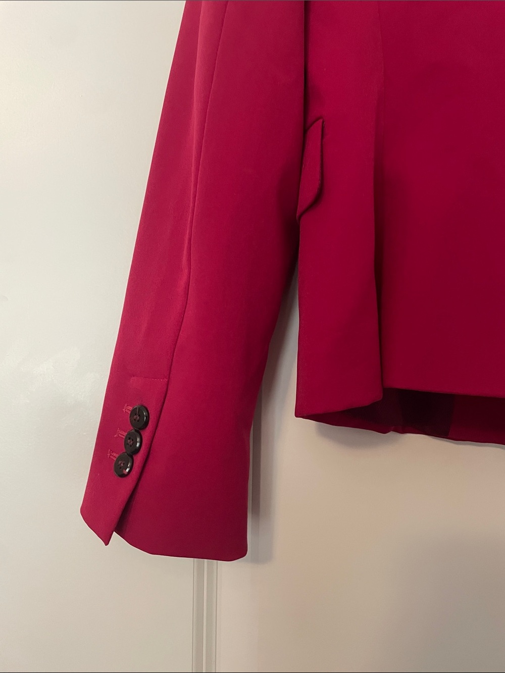 Zara Basic Fuschia Raspberry-Red Single-Button Collarless Blazer - Picture 8 of 8